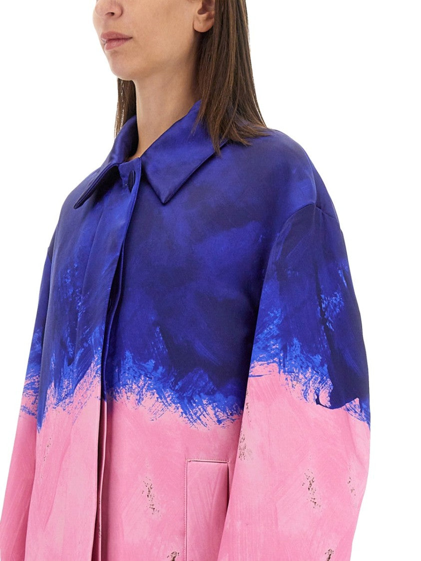 Dries Van Noten Voluminous Long Coat With Broad Shoulders