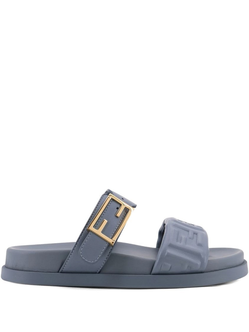 Fendi Blue Minimalist Flats