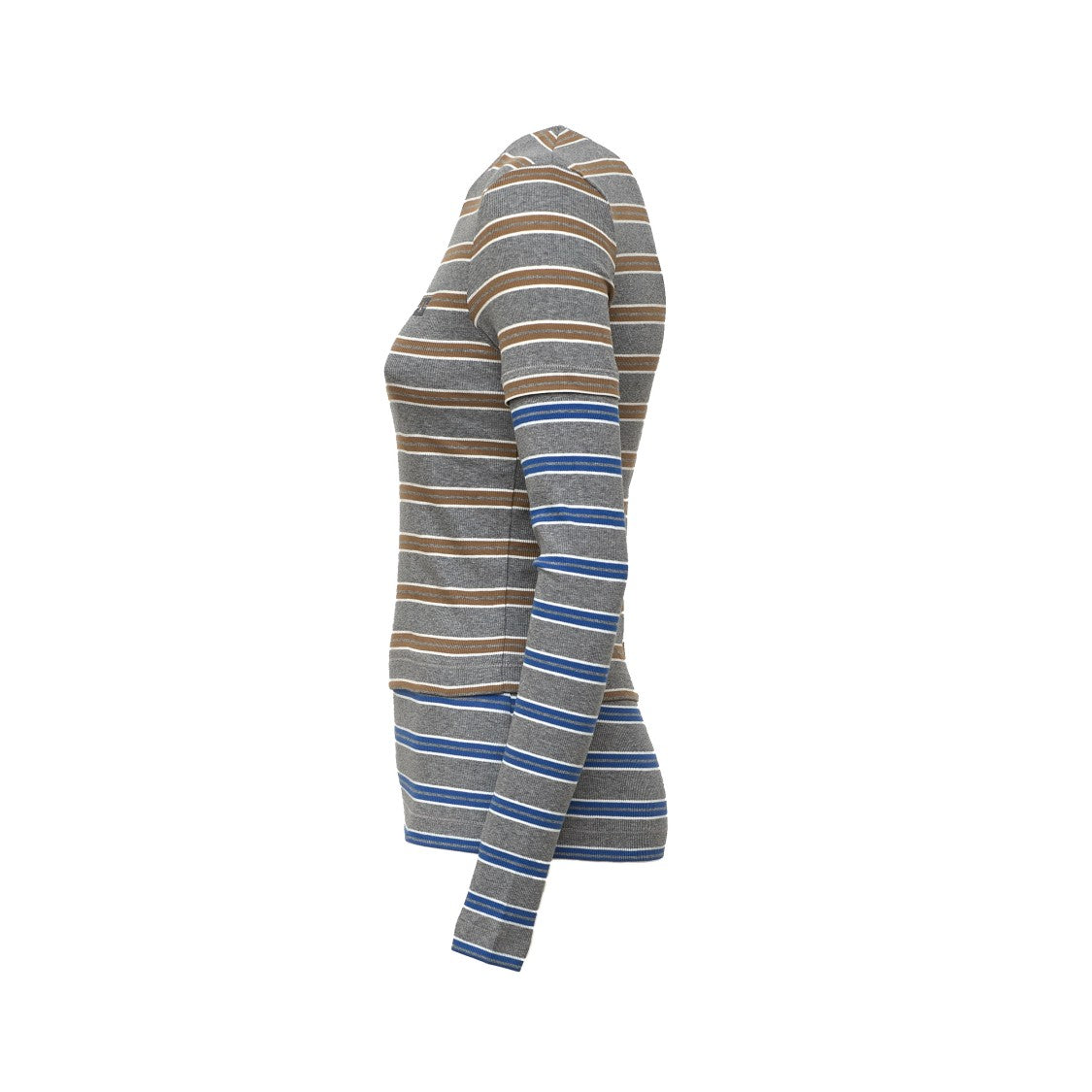 Ganni Soft Cotton Rib Double-Layer Long Sleeve Top