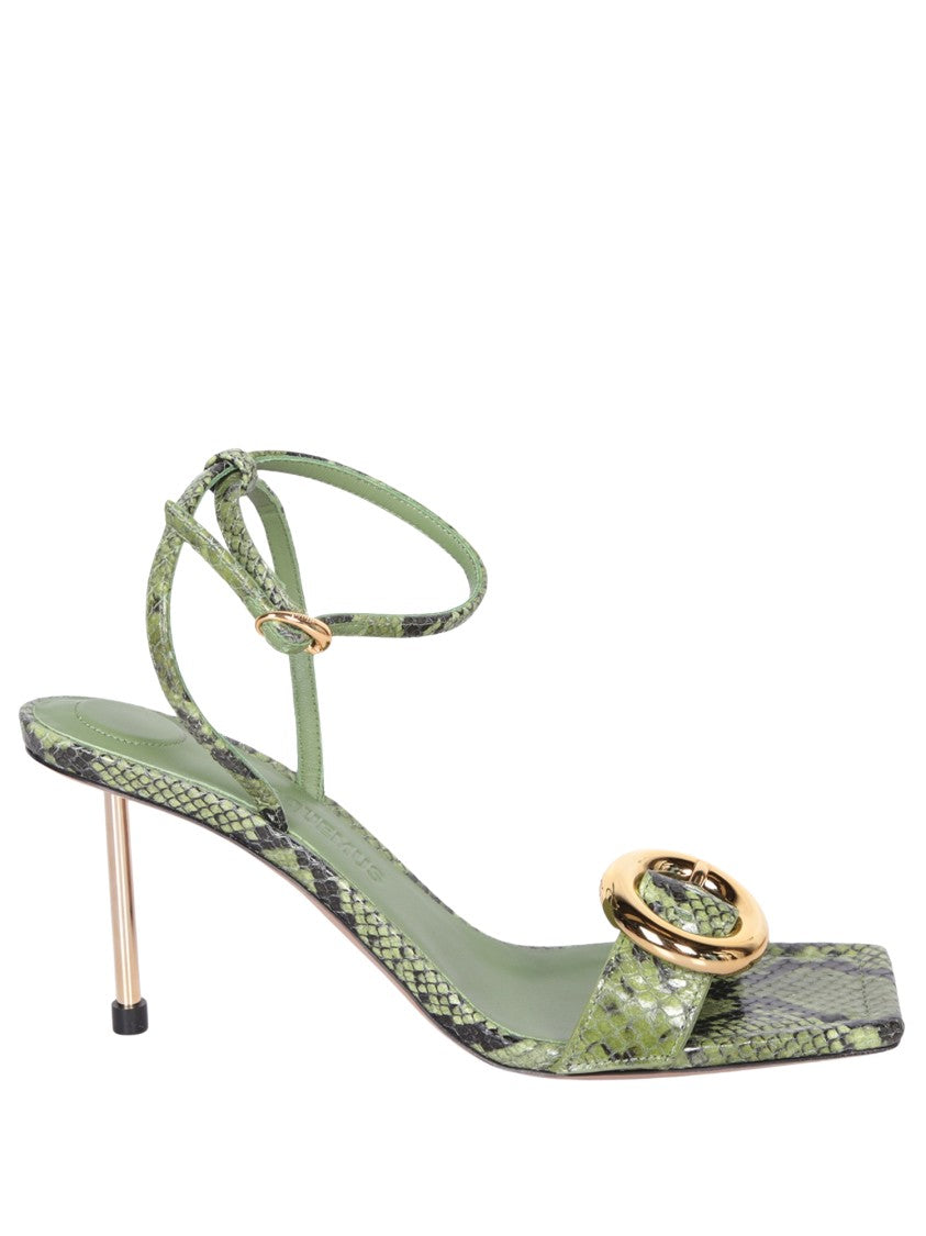 Jacquemus Snakeskin Sandals With Ankle Strap And Statement Buckle