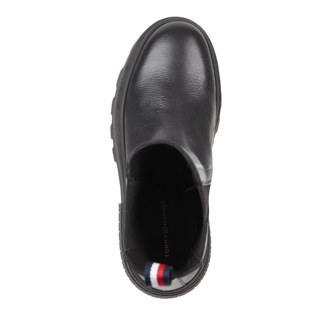 Tommy Hilfiger Black Leather Striped Chelsea Boots