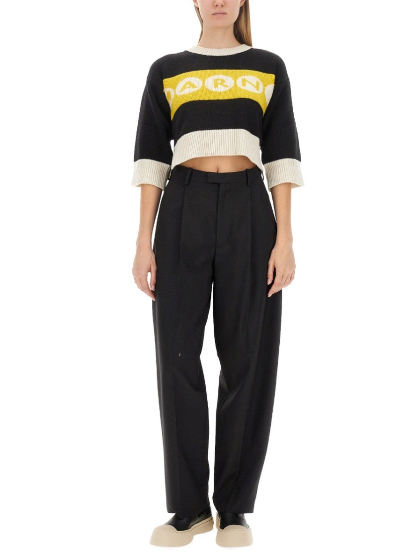 Marni Cropped Jersey With Bold Logo
