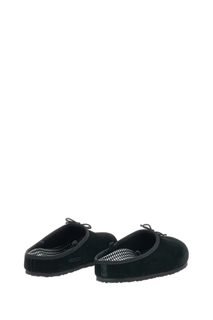 Birkenstock Opera Mule With Gingham Print Cork Footbed And Bow Detail