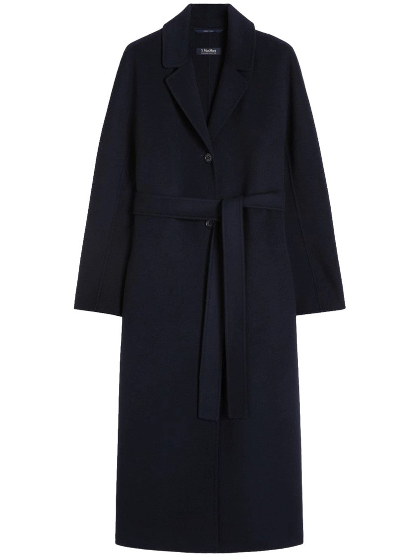 Max Mara Blue Dama Long Tailored Wool Coat