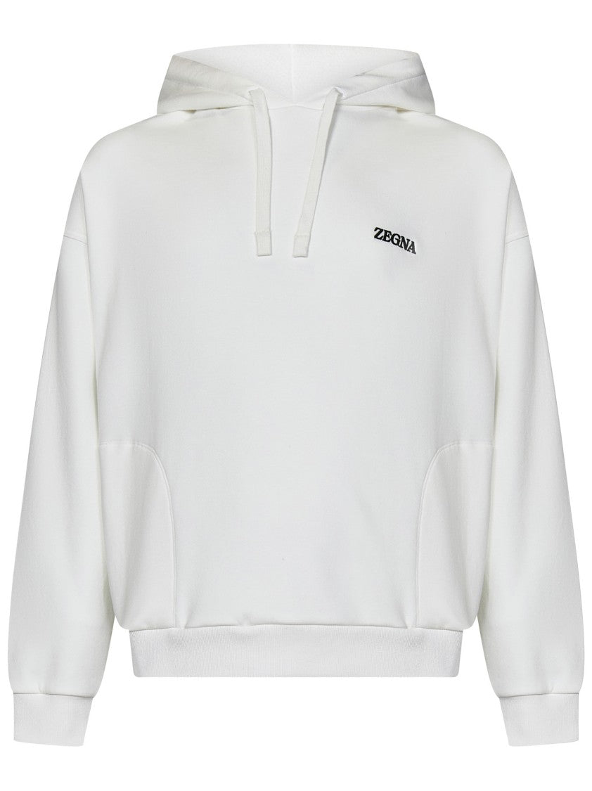 Zegna Hooded Cotton Sweatshirt With Logo Embroidery