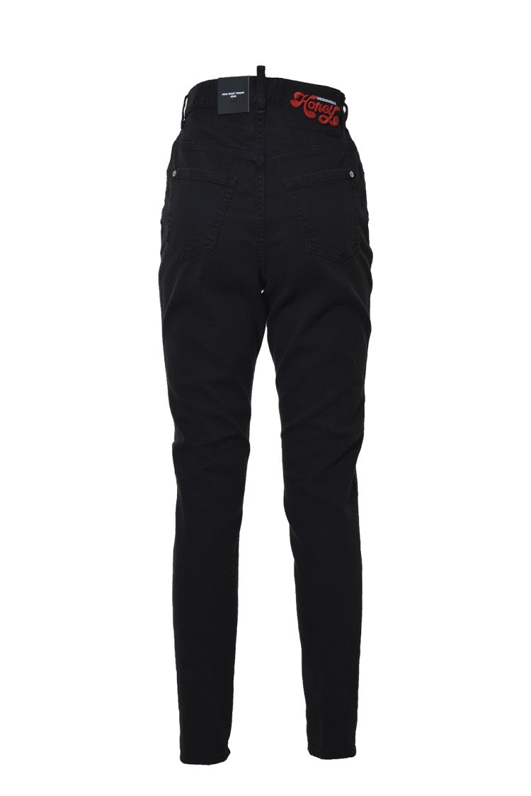 Dsquared2 High Waist Twiggy Jeans In Black Denim