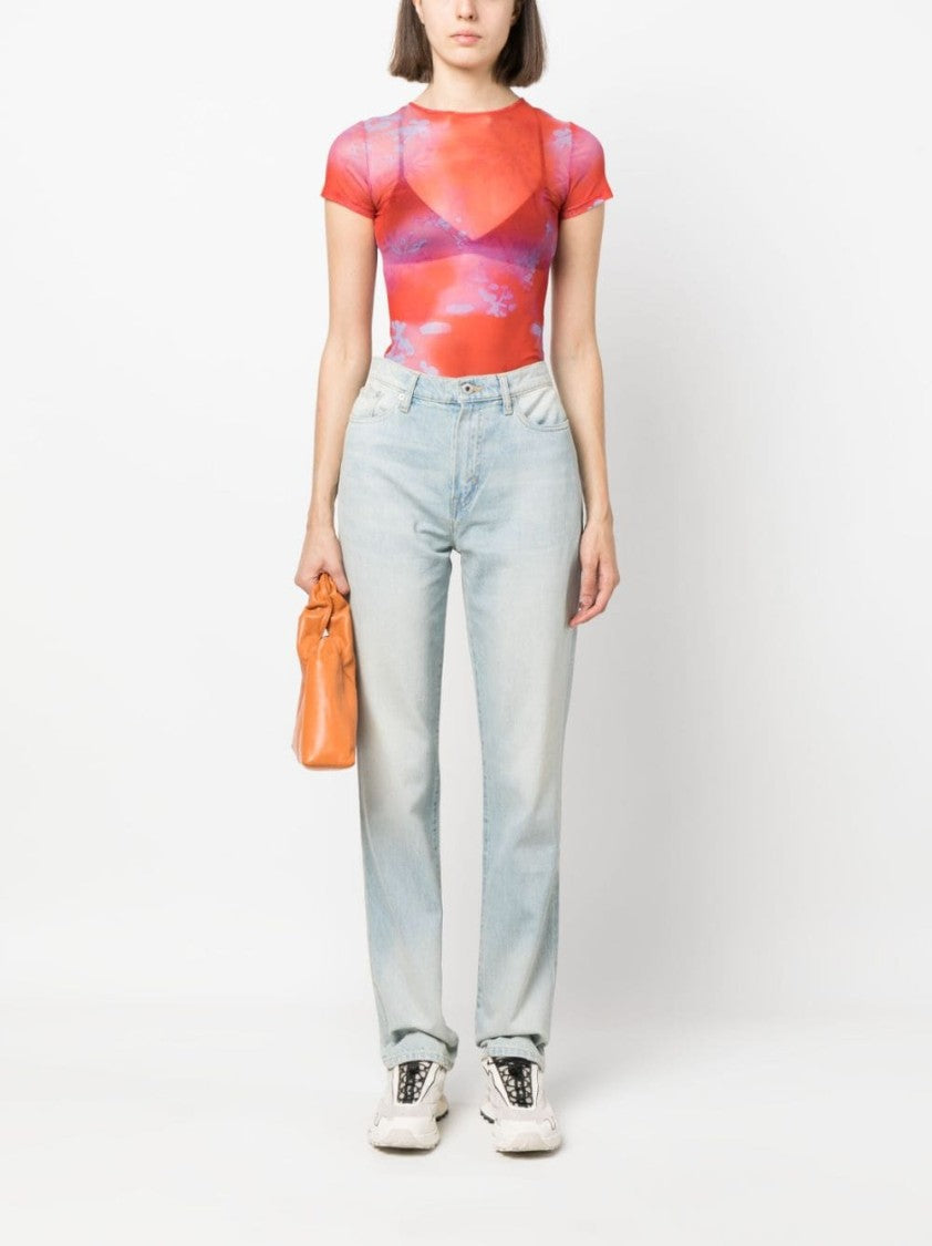 Kenzo High-Waisted Straight-Leg Jeans With Whiskering Detail