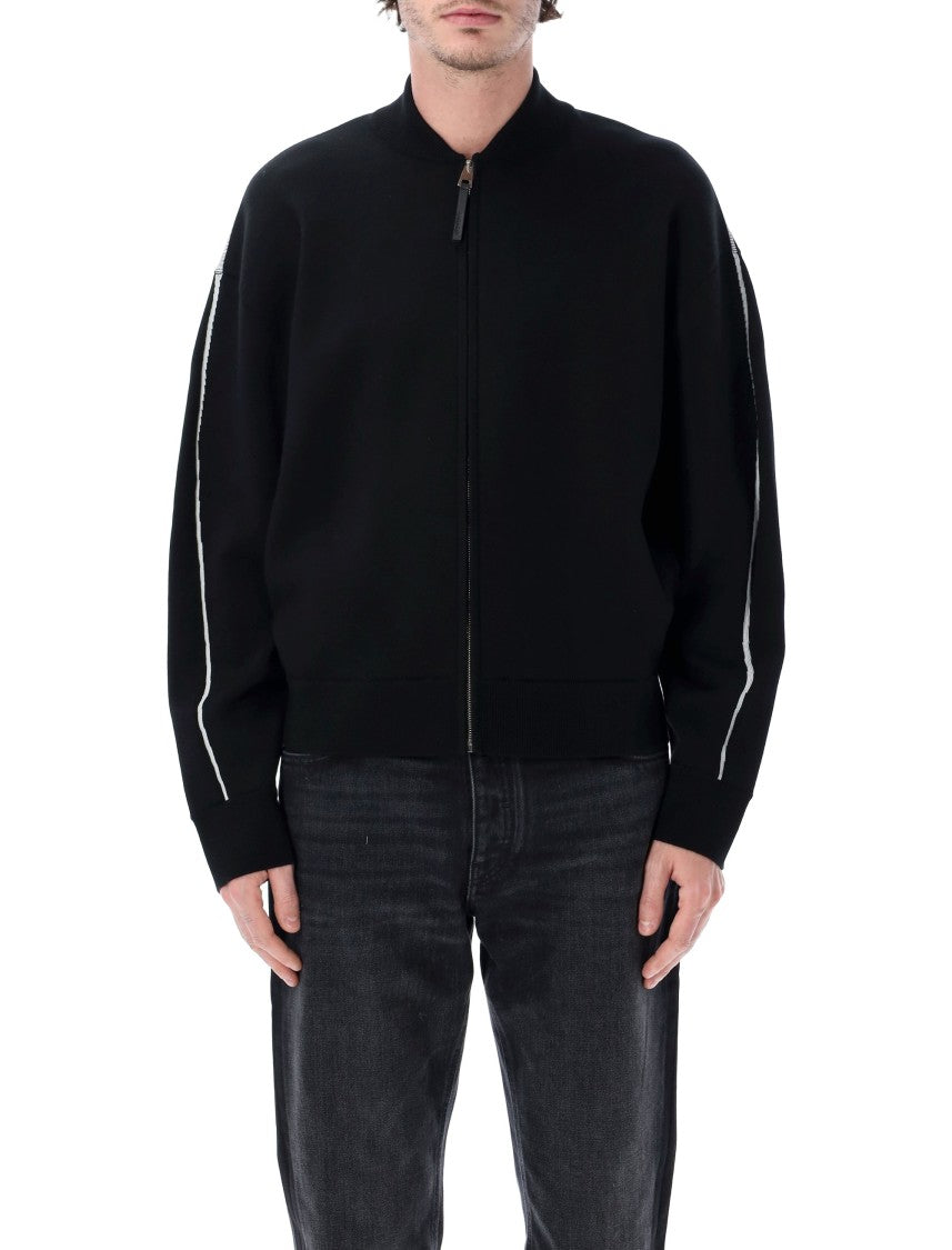 Givenchy Logo Knit Jacket With Zip-Front Closure