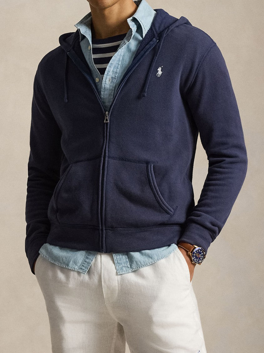 Polo Ralph Lauren Navy Blue Sweatshirt Full-Zip Cotton Hoodie