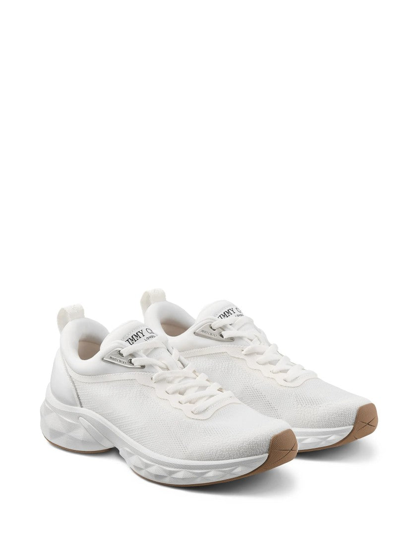 Jimmy Choo White Diamond Sculpted Mesh Sneakers