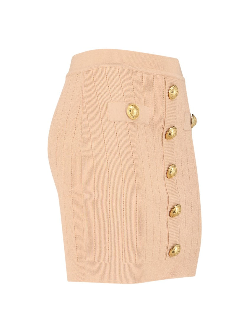 Balmain Knitted Mini Skirt Pink