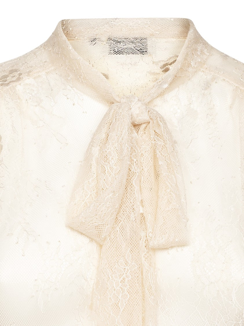 Forte Forte Chantilly Lace Bow Tie Floral Shirt
