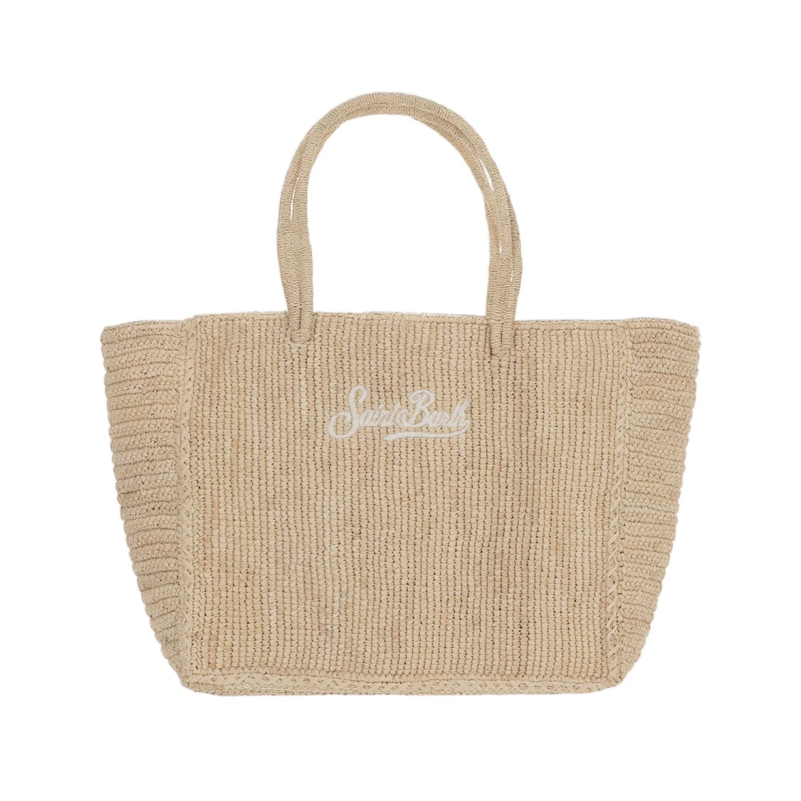 Mc2 Saint Barth Woven Raffia Tote Handbag With Embroidered Logo