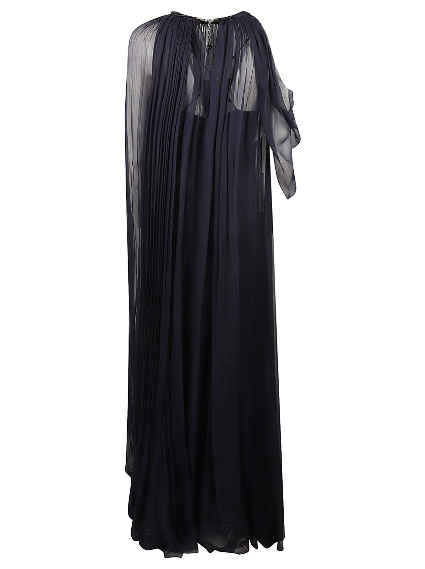 Alberta Ferretti Cape-Designed Long Dress In Organic Chiffon