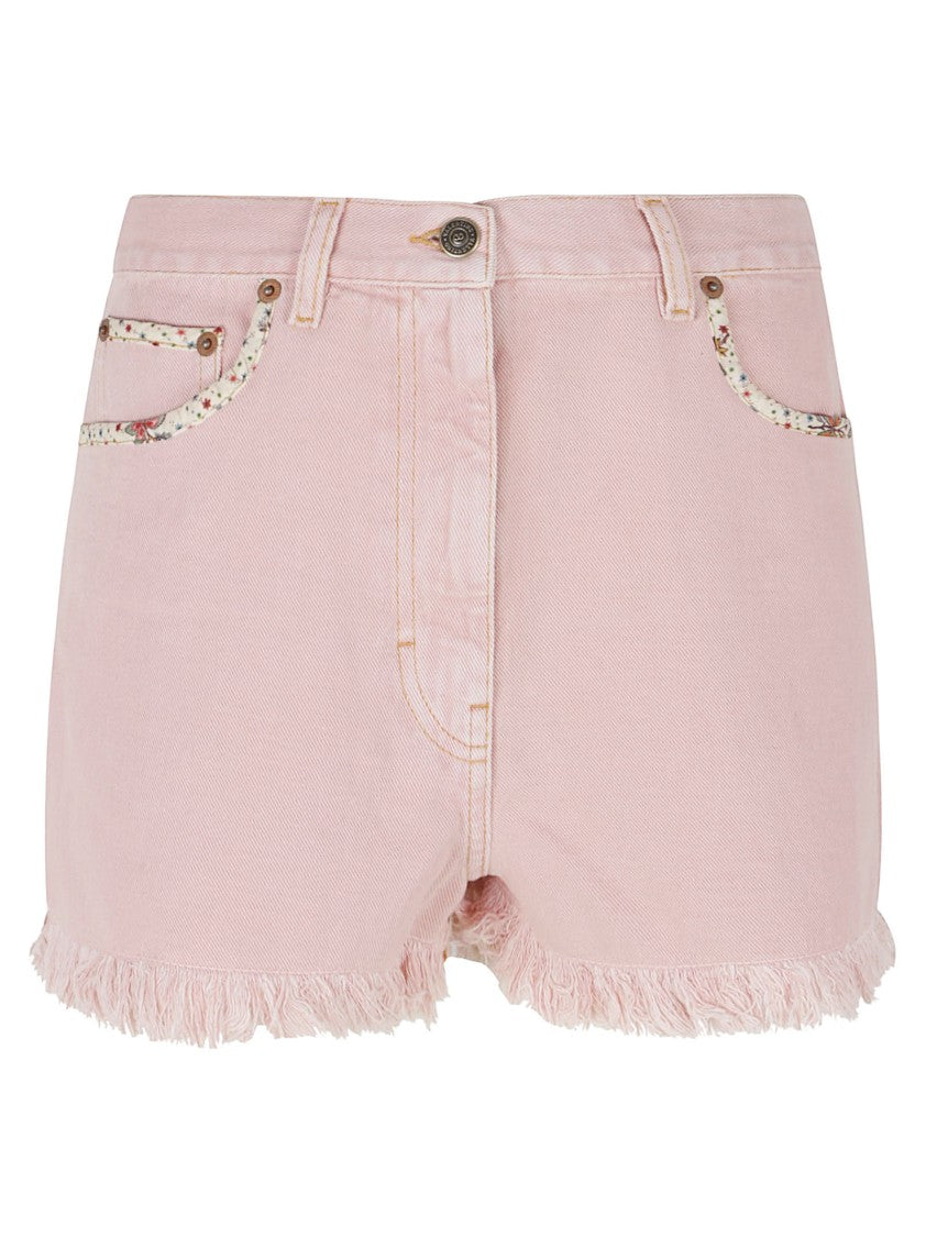 Valentino Garavani High-Waisted Denim Shorts With Floral Details
