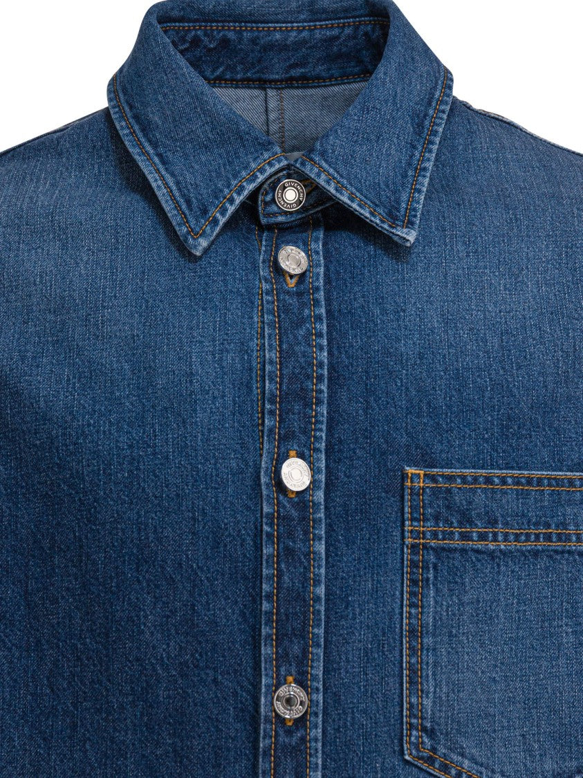 Givenchy Button-Down Denim Overshirt With Classic Collar