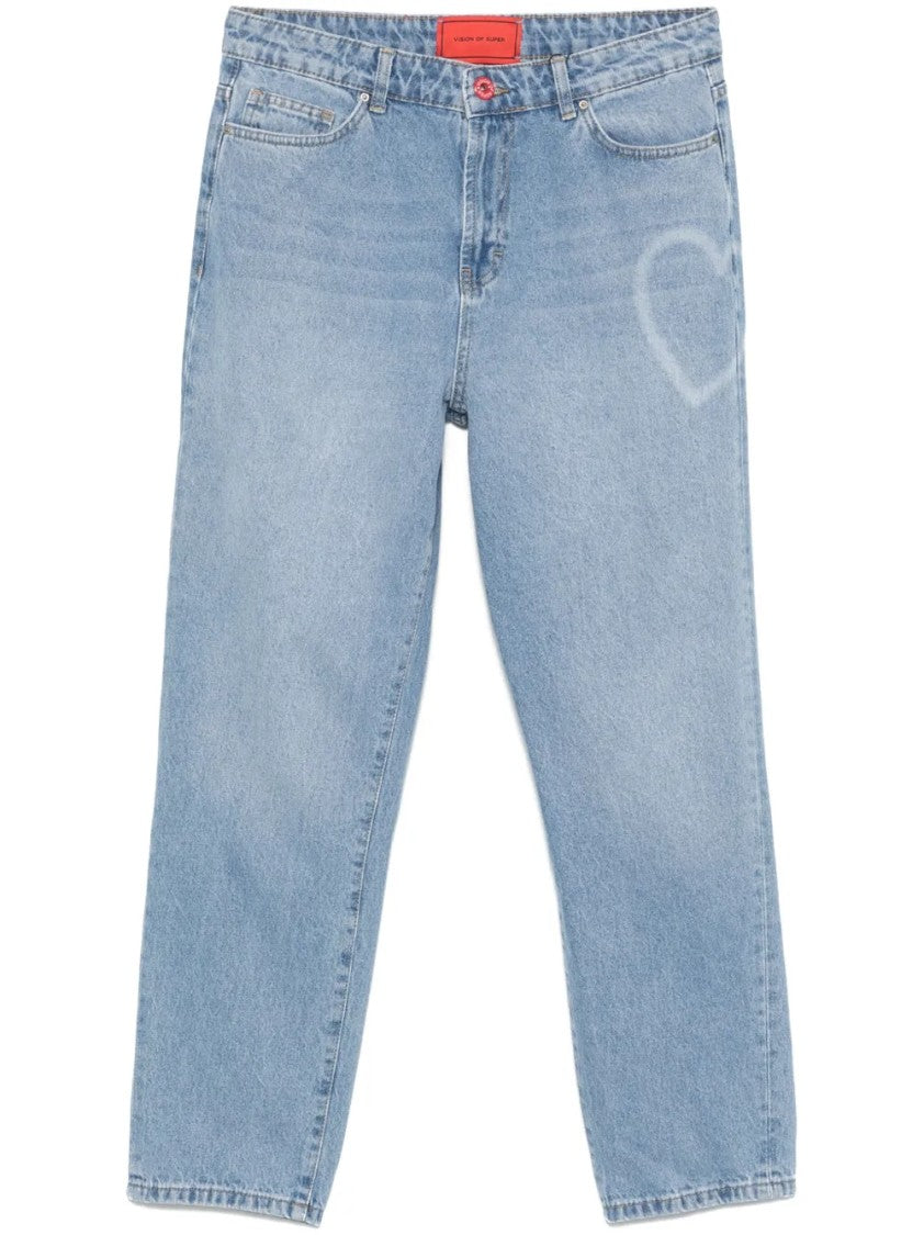 Vision Of Super Straight-Cut Blue Denim Jeans With Traditional Five-Pocket Design