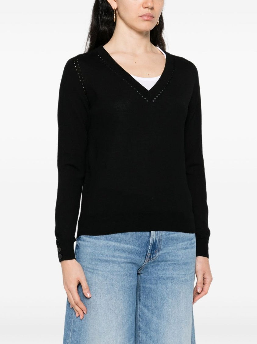 Liu Jo V-Neck Sweater With Perforated Detailing