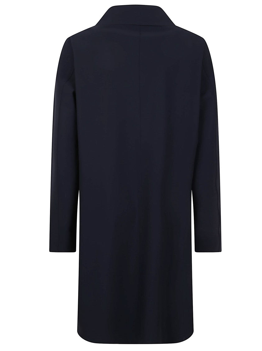 Herno Blue Polyamide Blend Cape With Classic Collar