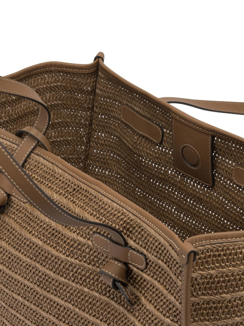 Gianni Chiarini Woven Fabric Shoulder Bag With Leather Accents