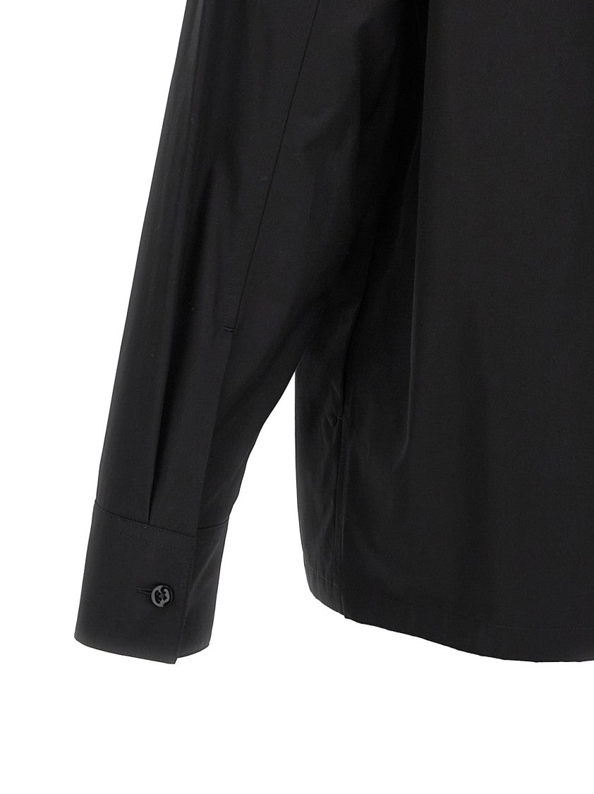 Jil Sander Black Cotton Gabardine Zip Closure Shirt