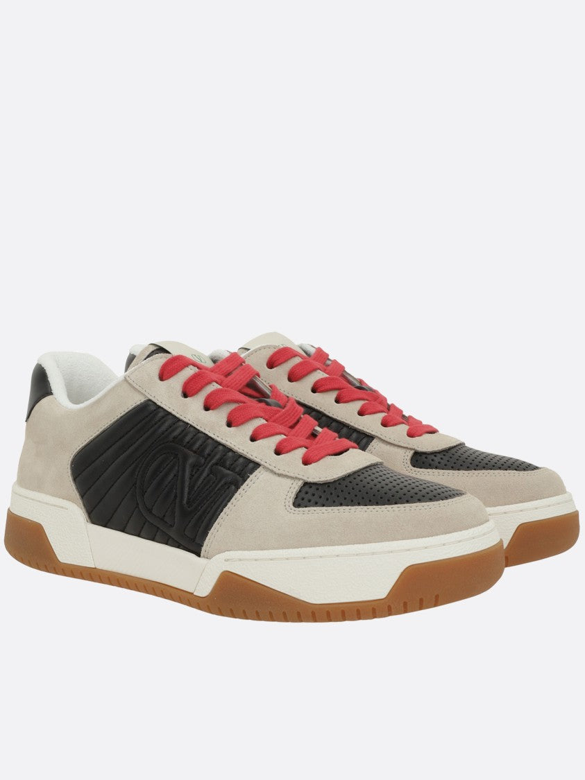 Valentino Neutral Sneakers Beige Suede Mixed Sneakers