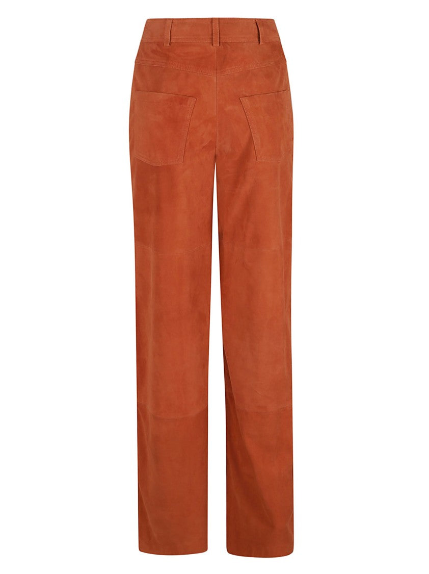 Alberta Ferretti Wide-Leg Brown Trousers With Button Closure
