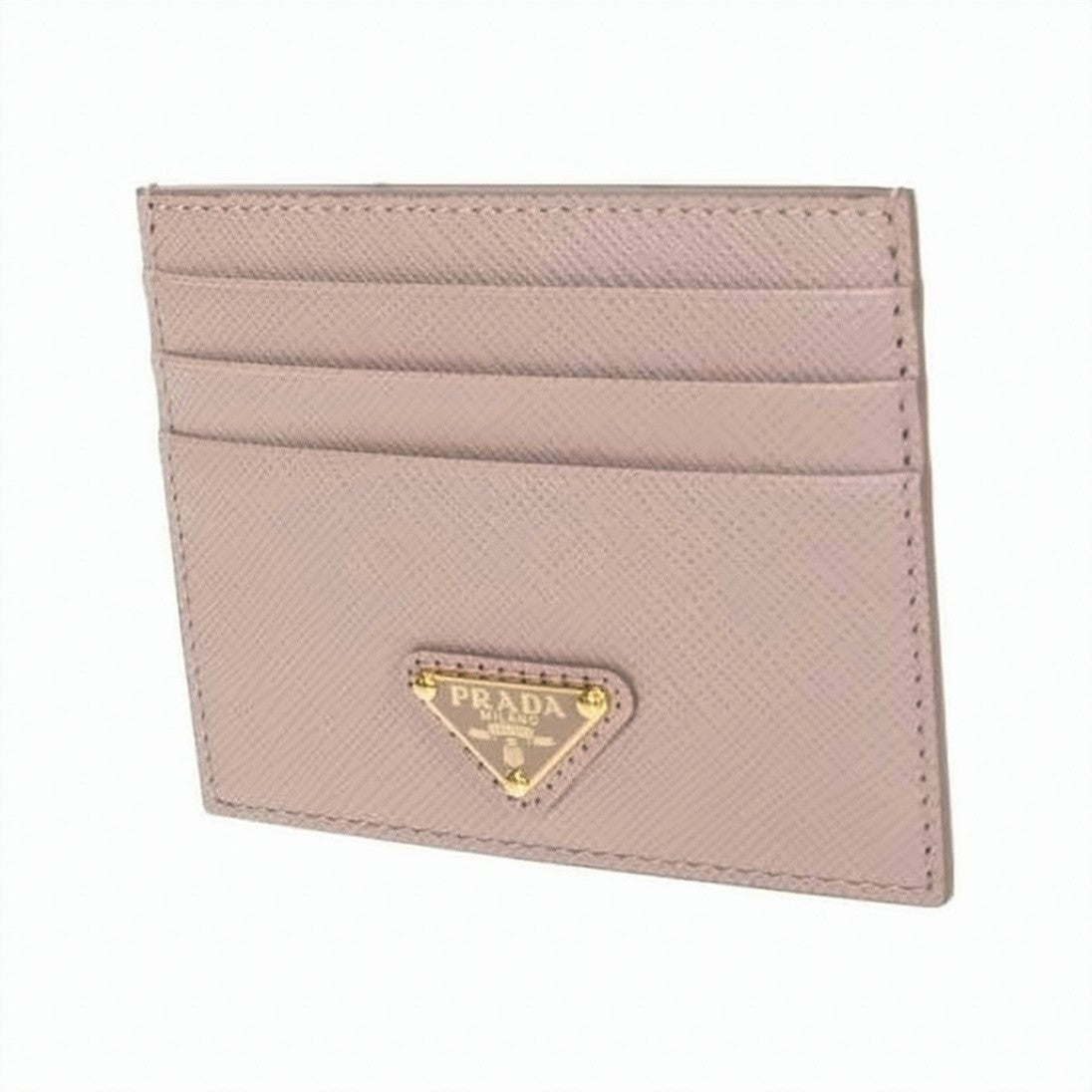 Prada Textured Cowhide Leather Cardholder With Gold-Tone Logo