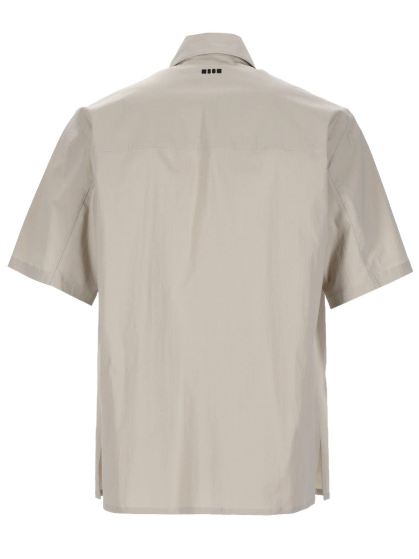 Msgm Neutrals Boxy Relaxed Fit Cotton-Blend Shirt