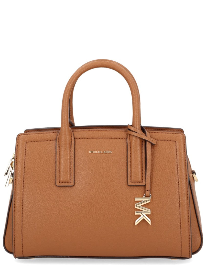 Michael Michael Kors Structured Brown Handbag With Gold-Tone Details