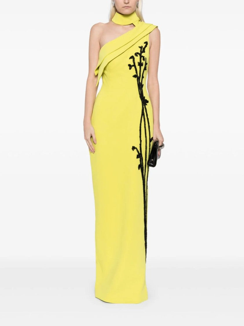 Saiid Kobeisy Crepe, Off-Shoulder Dress With Beading