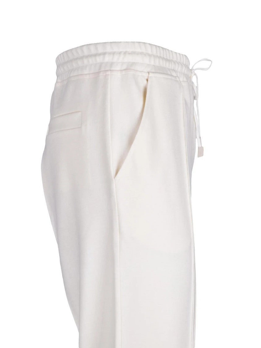 Eleventy Tailored White Wool Trousers With Adjustable Waistband And Streamlined Silhouette