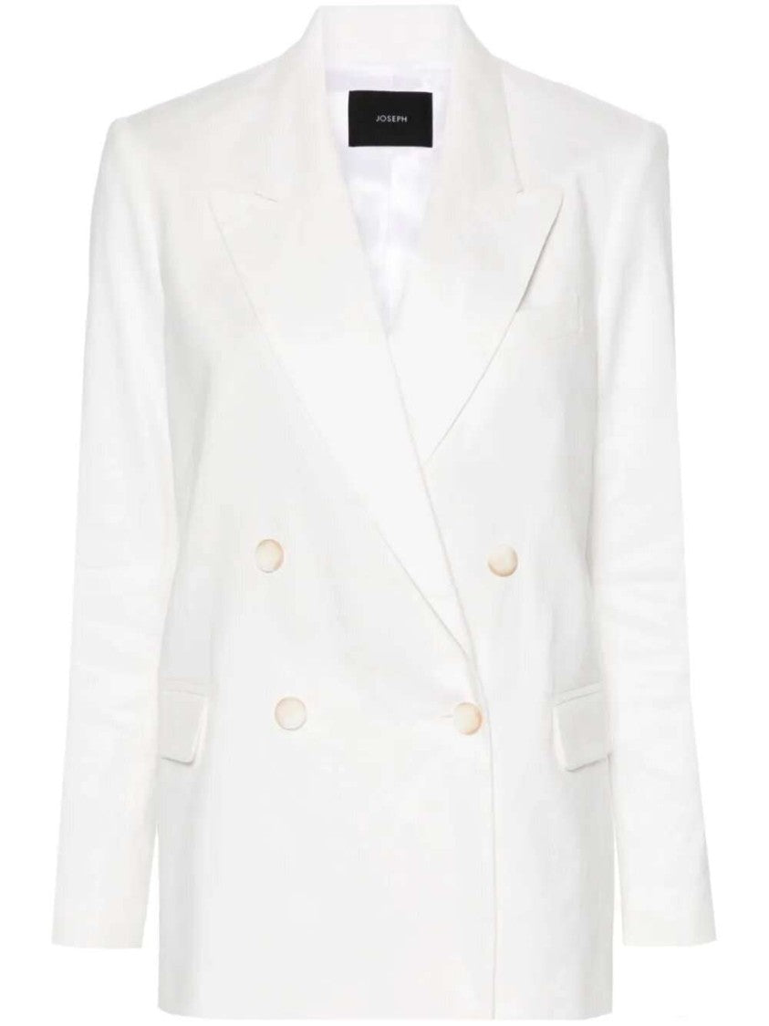 Joseph Ivory Double-Breasted Linen Blazer
