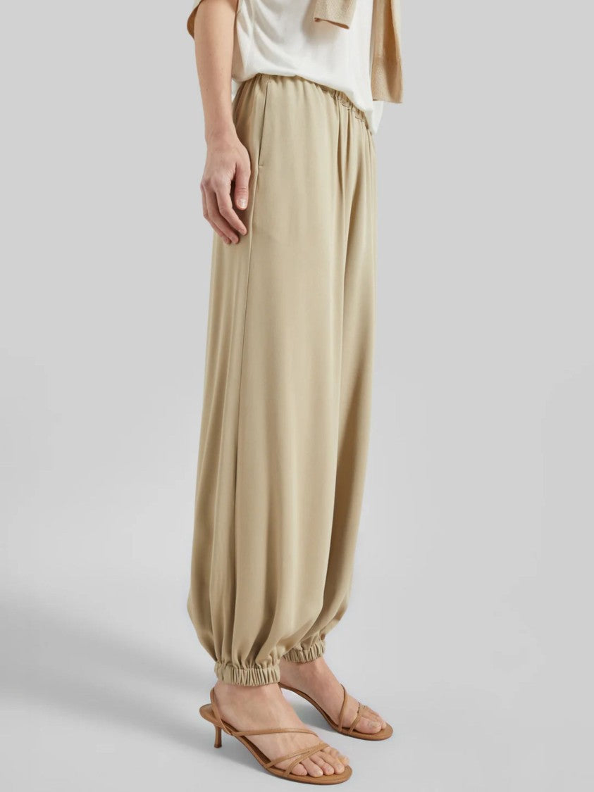 The Frankie Shop Beige Gathered Cuffs Wide-Leg Pants