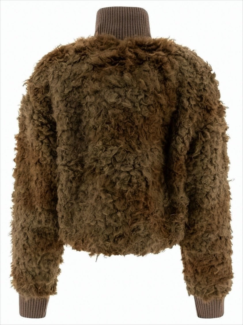 Acne Studios Plush Textured Jacket With Ribbed Details