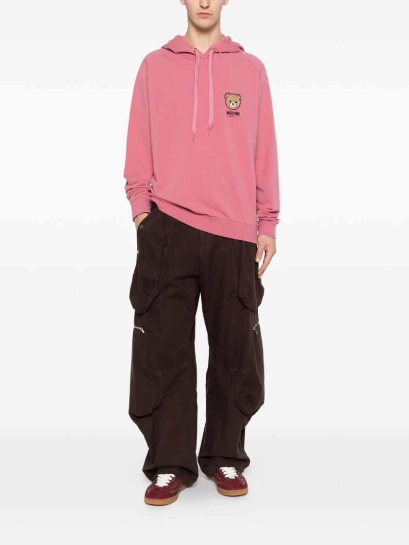 Moschino Pink Silk And Nylon Knit Hoodies