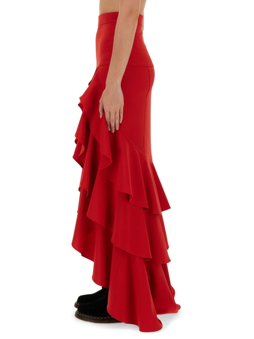 Moschino Crepe Skirt With Ruffles