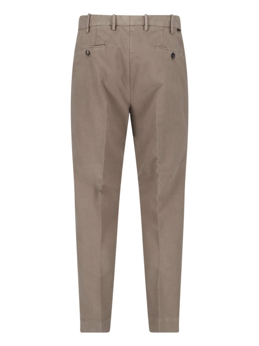 Incotex Taupe Cotton Straight-Leg Pants