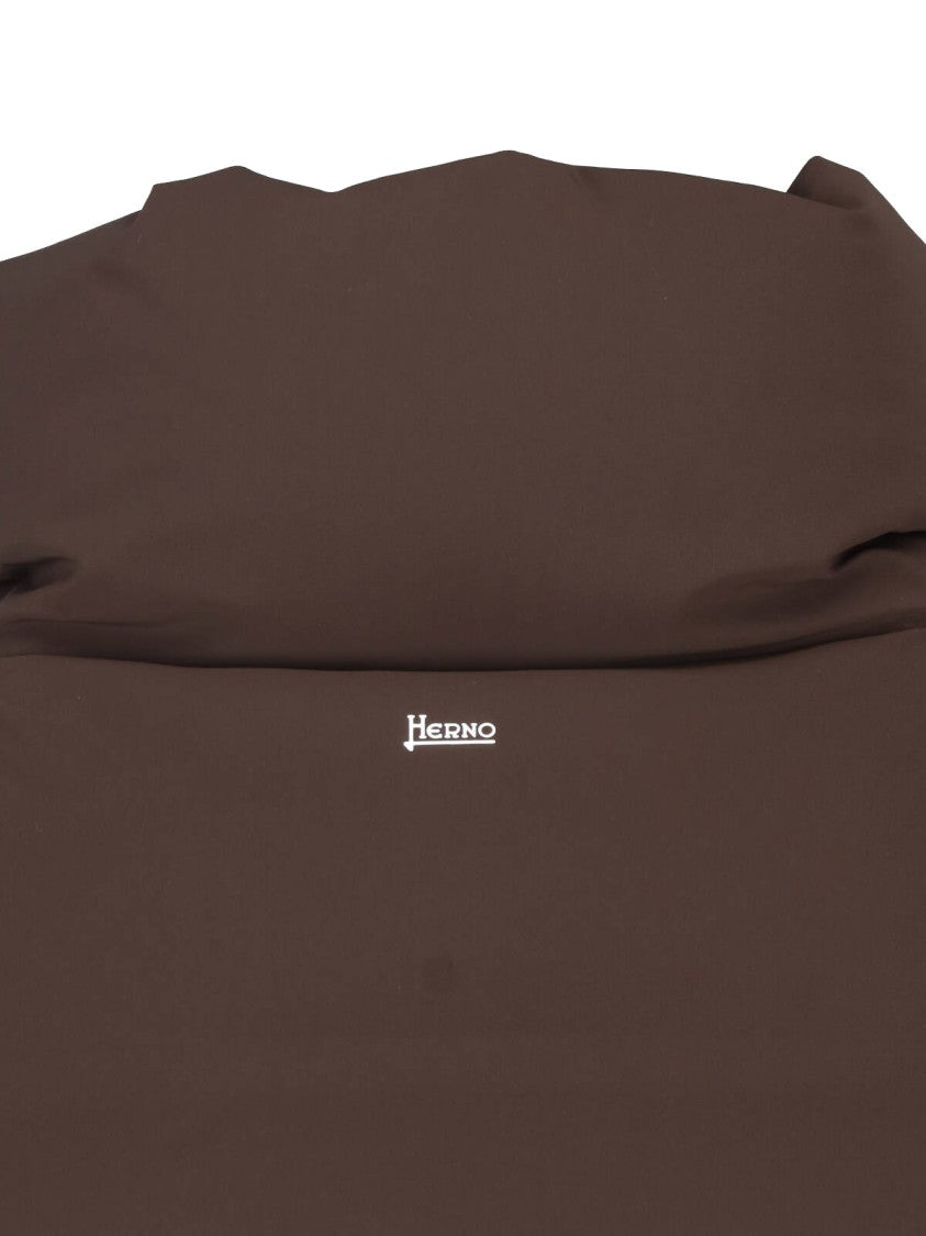 Herno High Collar Cropped Down Jacket With Zip Closure And Side Pockets