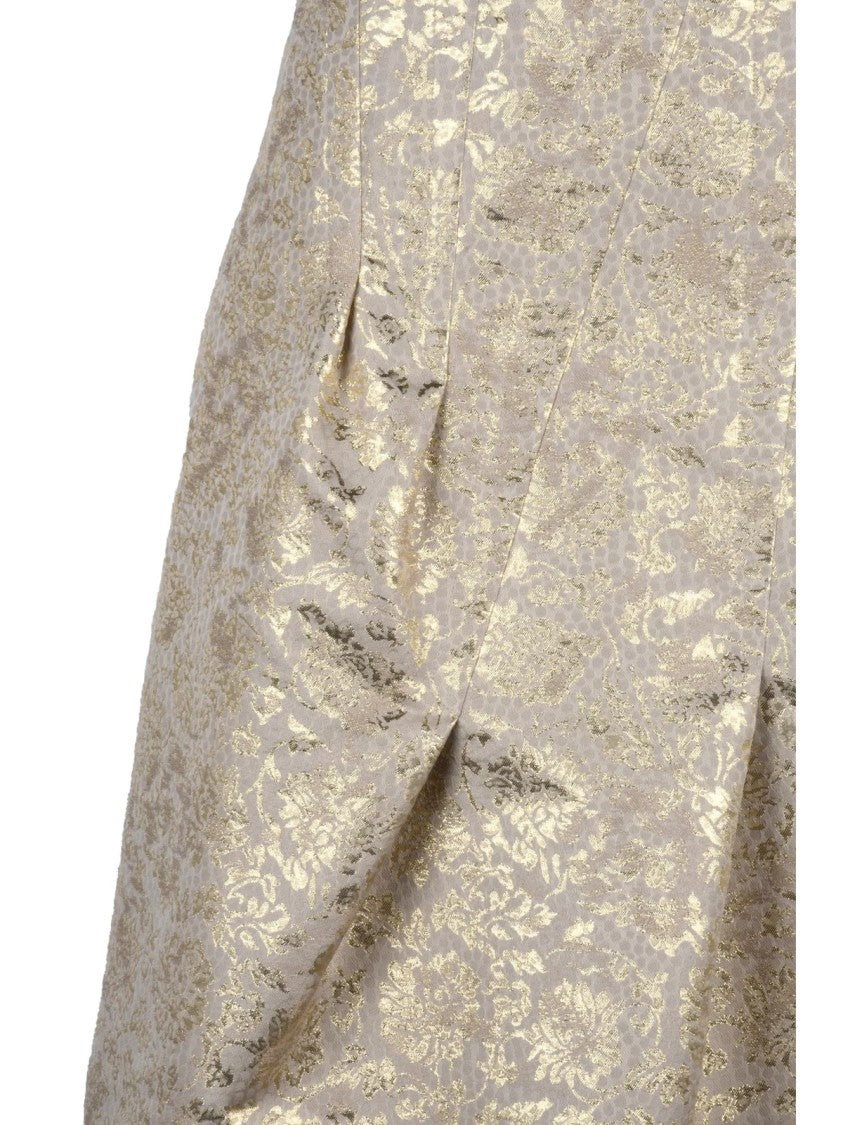 Max Mara Beige Metallic Polyester-Blend Pascia Mini Skirt