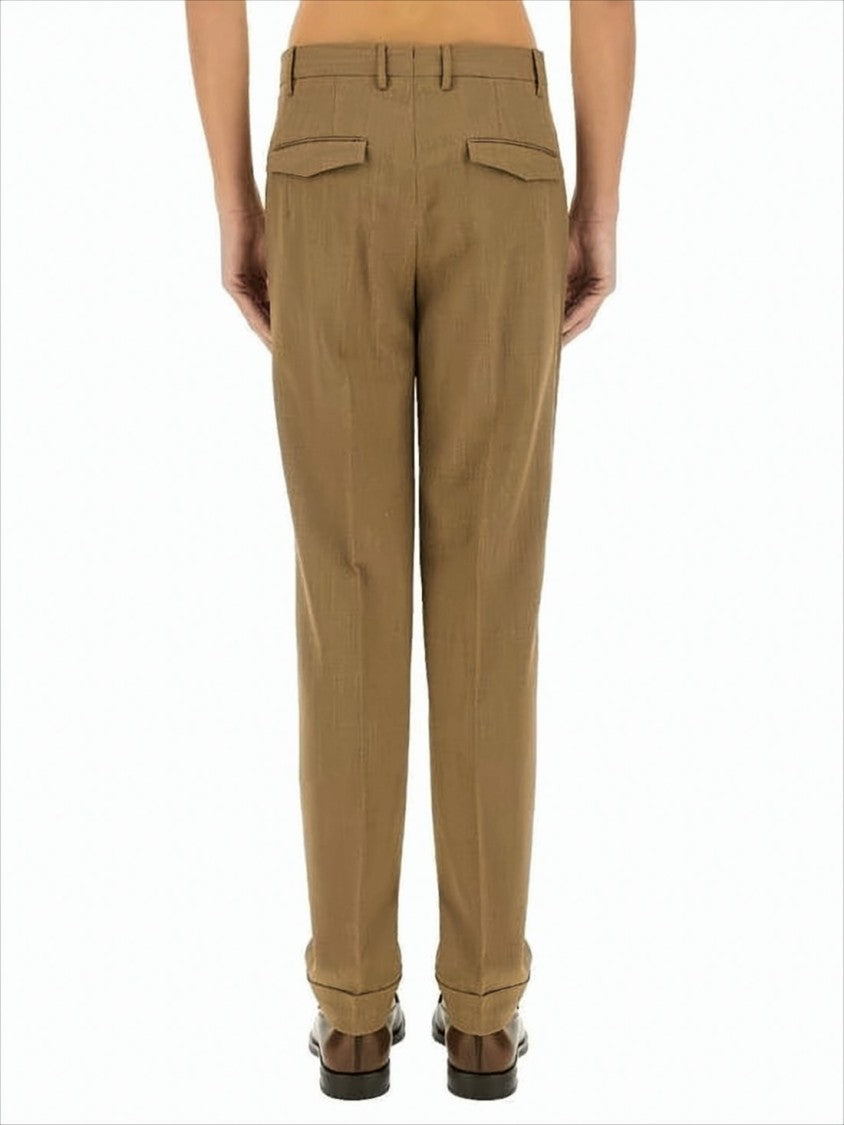 Pt Torino Tailored Brown Suit Pants With Straight-Leg Silhouette