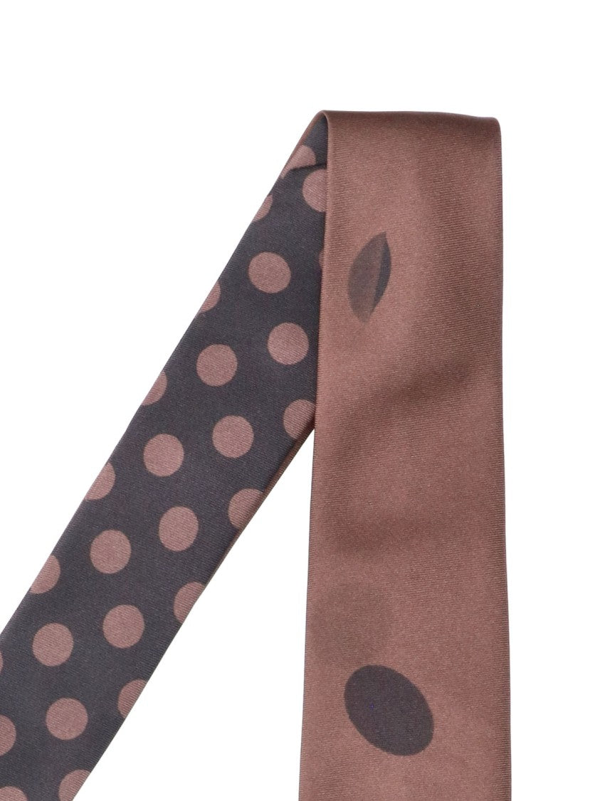 Paul Smith Brown Silk Shadow Polka Dot Tie