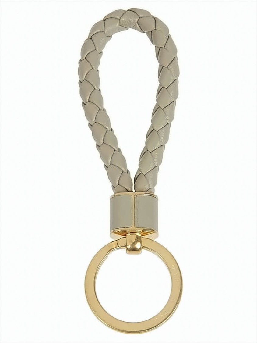 Bottega Veneta Braided Lambskin Leather Keyring With Gold-Tone Ring
