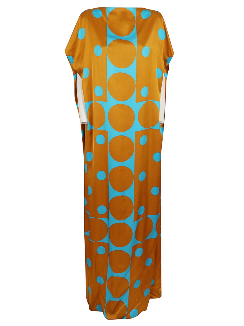 Dries Van Noten Long Geometric Print Satin Maxi Dress