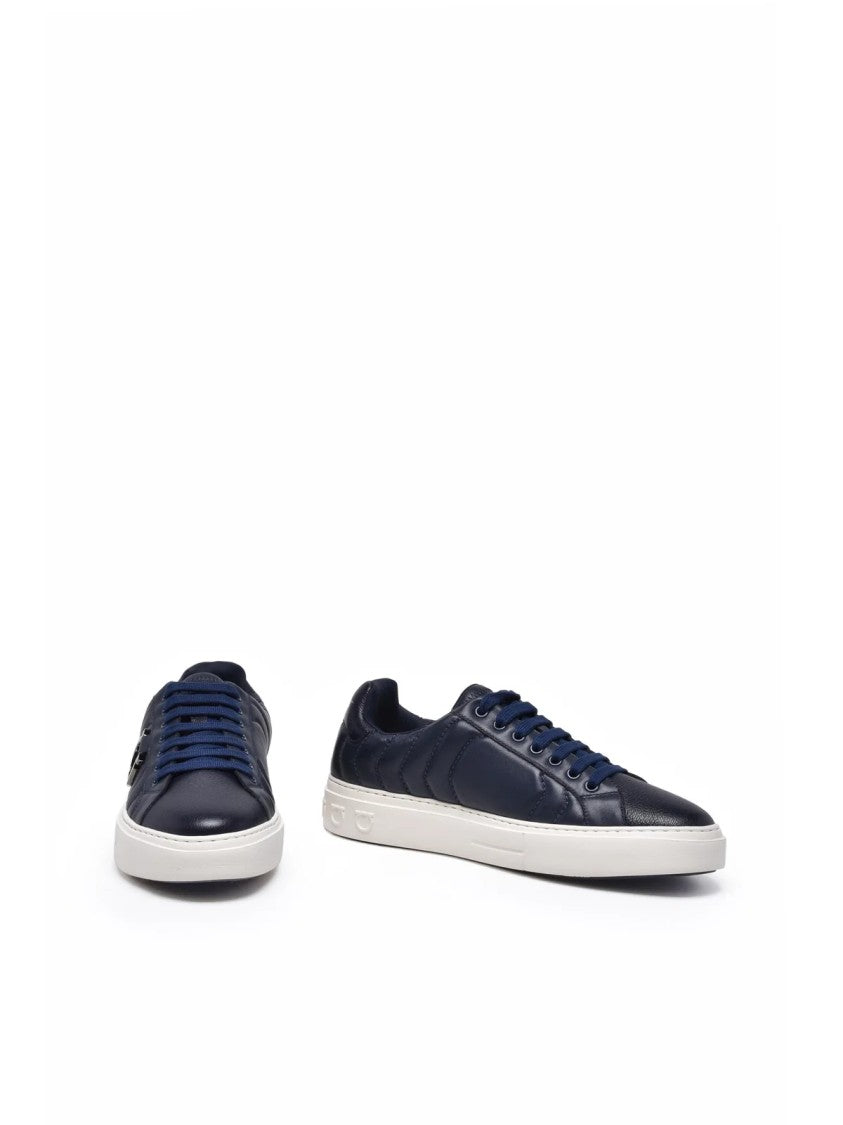 Salvatore Ferragamo Blue Leather Sneakers