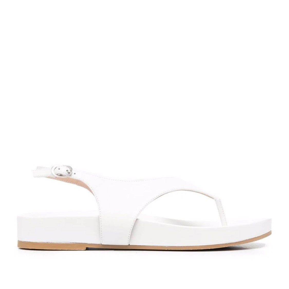 Stuart Weitzman White Minimalist Ankle Strap Thong Sandals