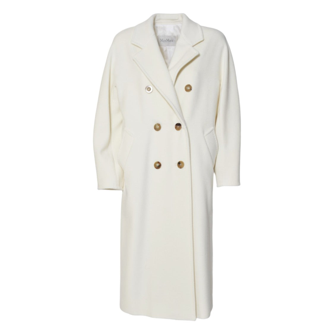 Max Mara Double-Breasted Cream Coat With Classic Lapel