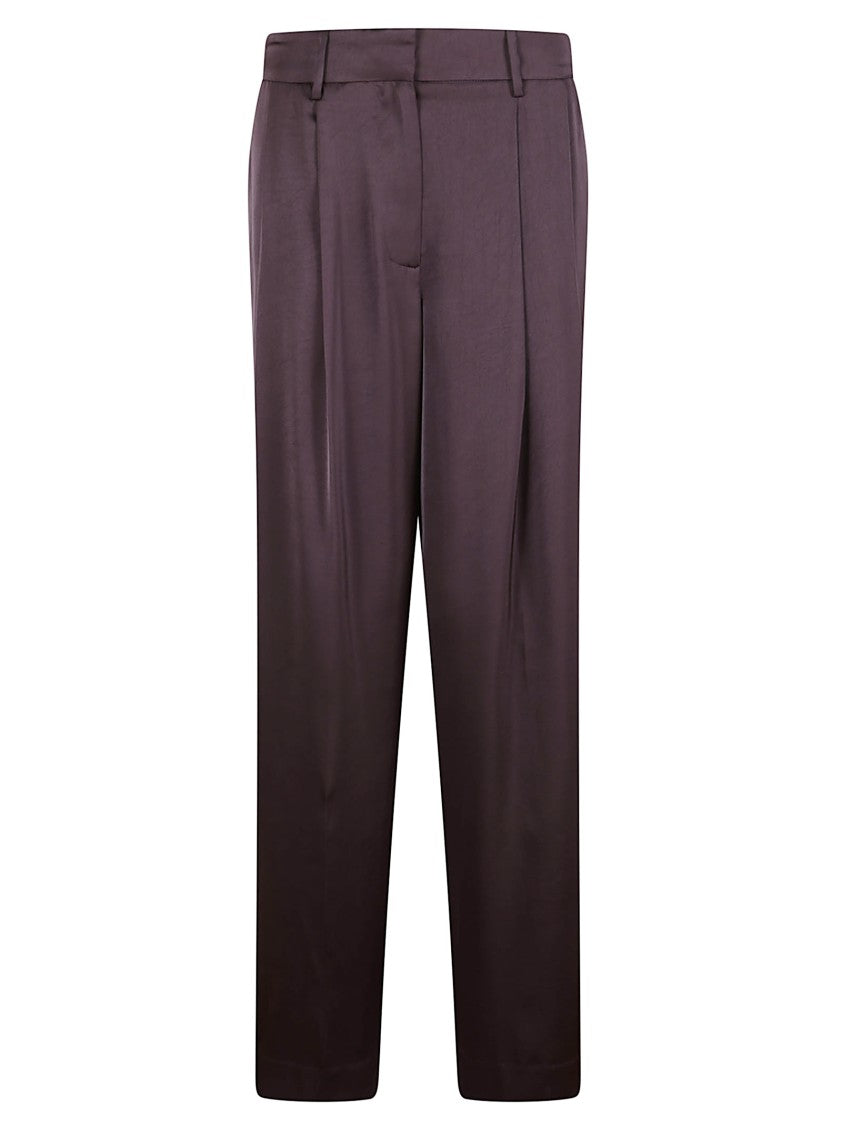 Michael Kors Chocolate Satin Trousers With Zip Fastening