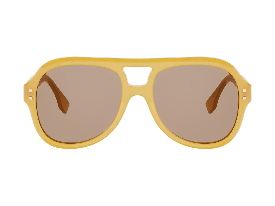 Fendi Fe40232i Mustard Yellow Oversized Aviator Sunglasses