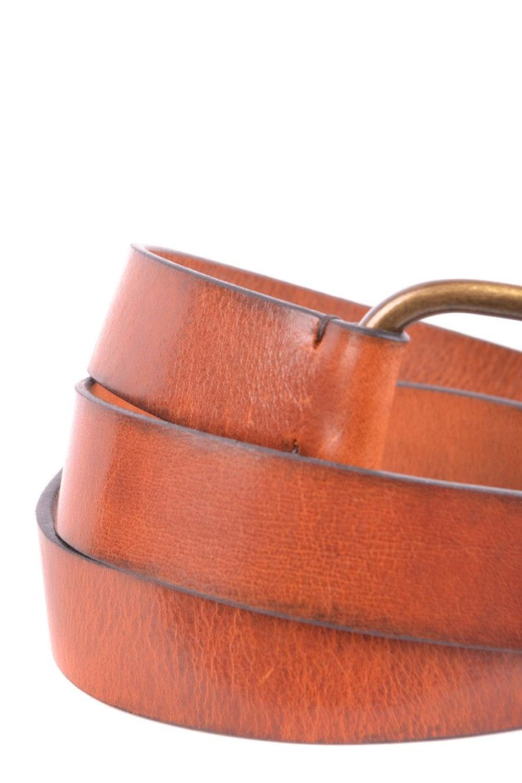 Dsquared2 Slim Brown Leather Belt With Brass Buckle